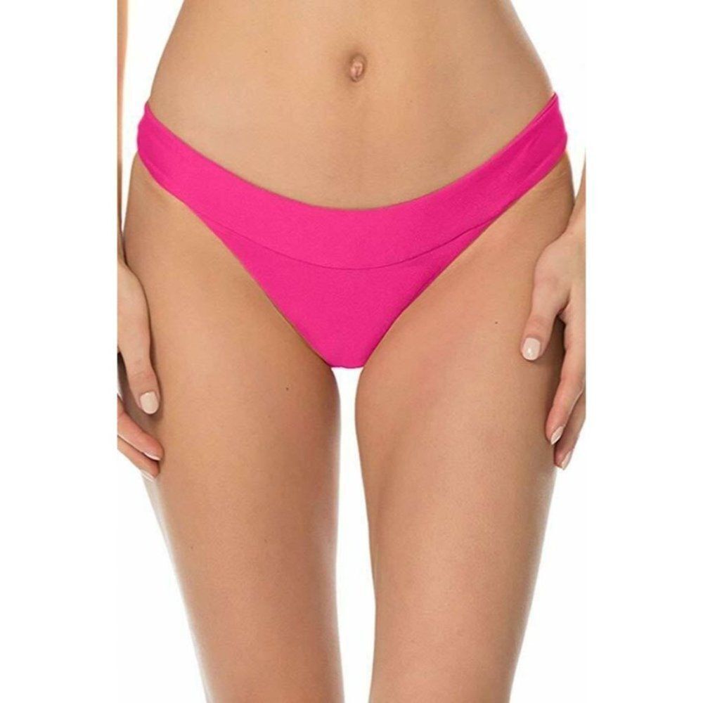 Isabella Rose Pink Women's Tubular Cove Banded Hipster Bikini Bottom Sz L NEW
